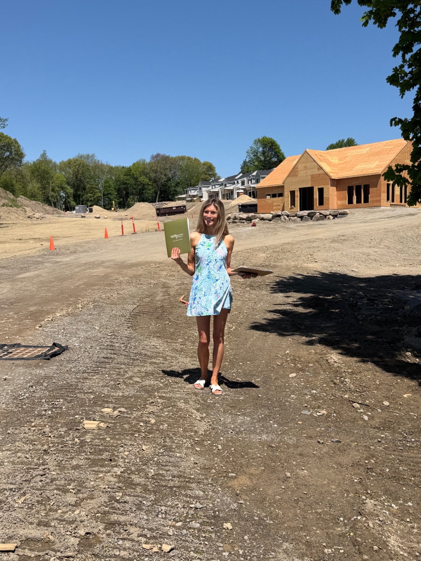 Lindsay Higgins, exclusive listing agent, on-site at Hawthorn Preserve during construction
