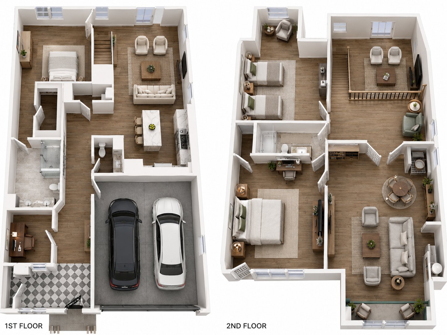 3D floor plan of Hawthorn Preserve residence — first and second floor layout