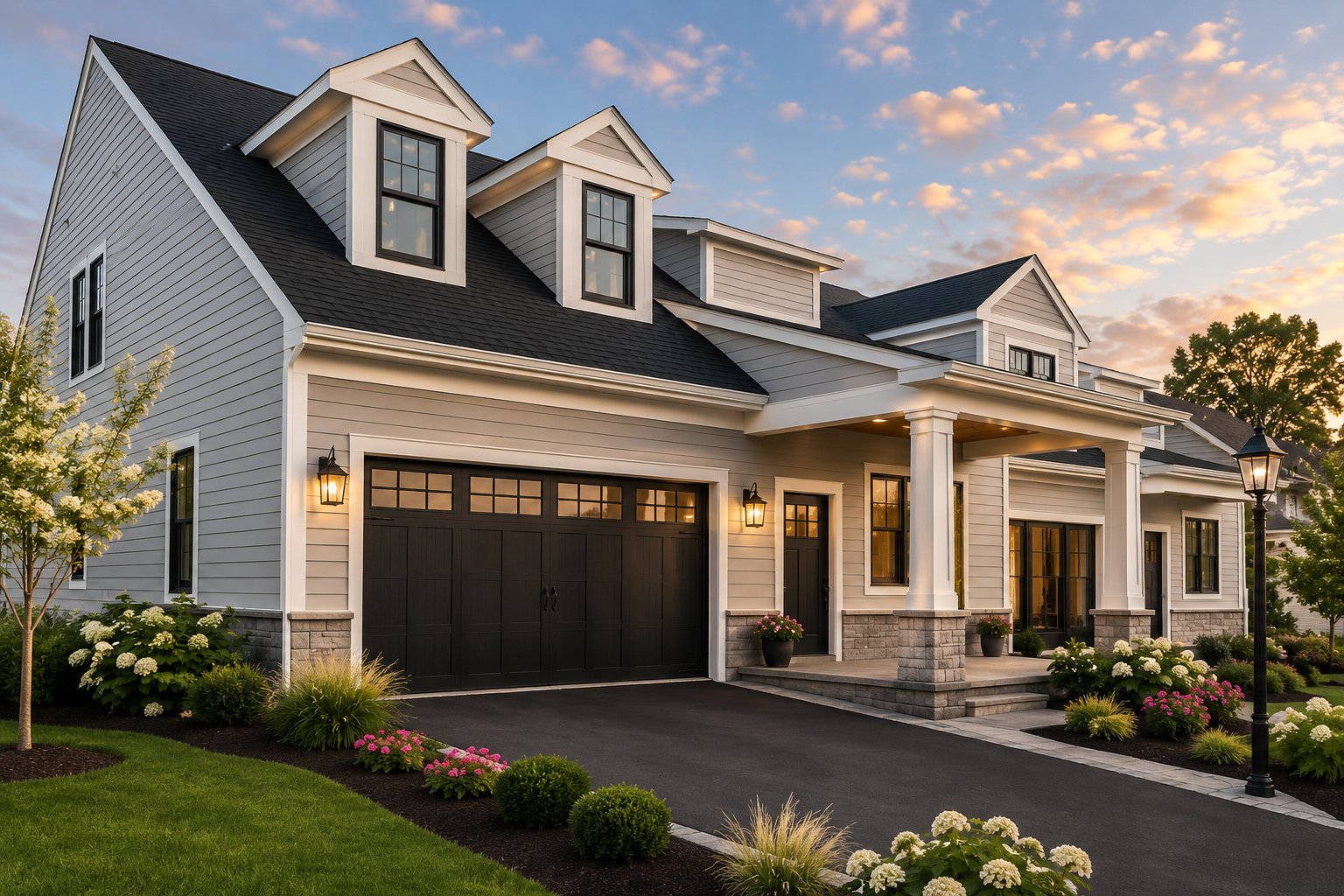 Exterior of new construction Hawthorn Preserve residences in Braintree, MA