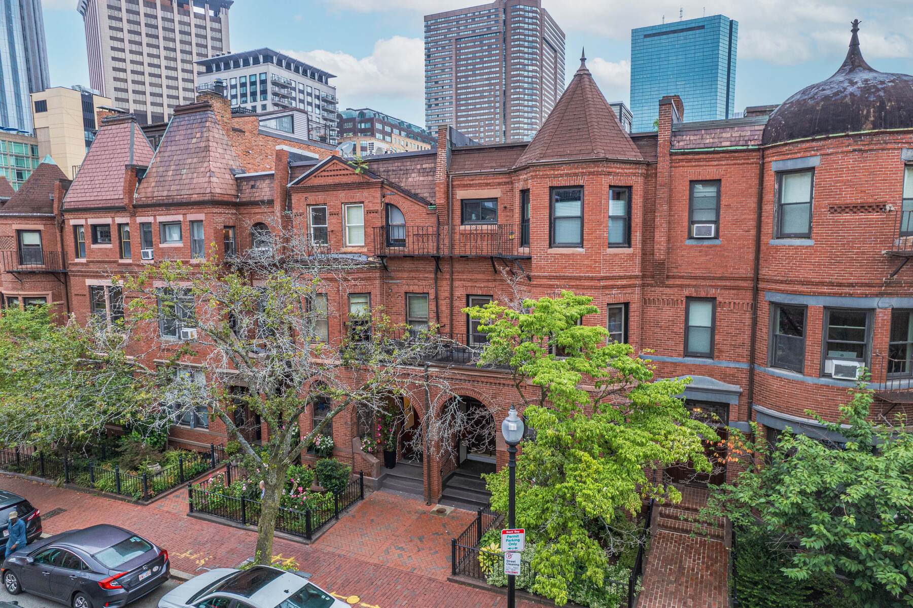 Historic Boston brownstone facade