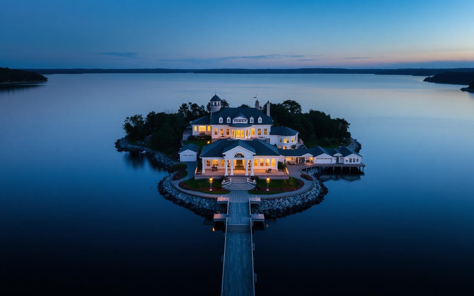 Aerial photograph of a Massachusetts waterfront estate